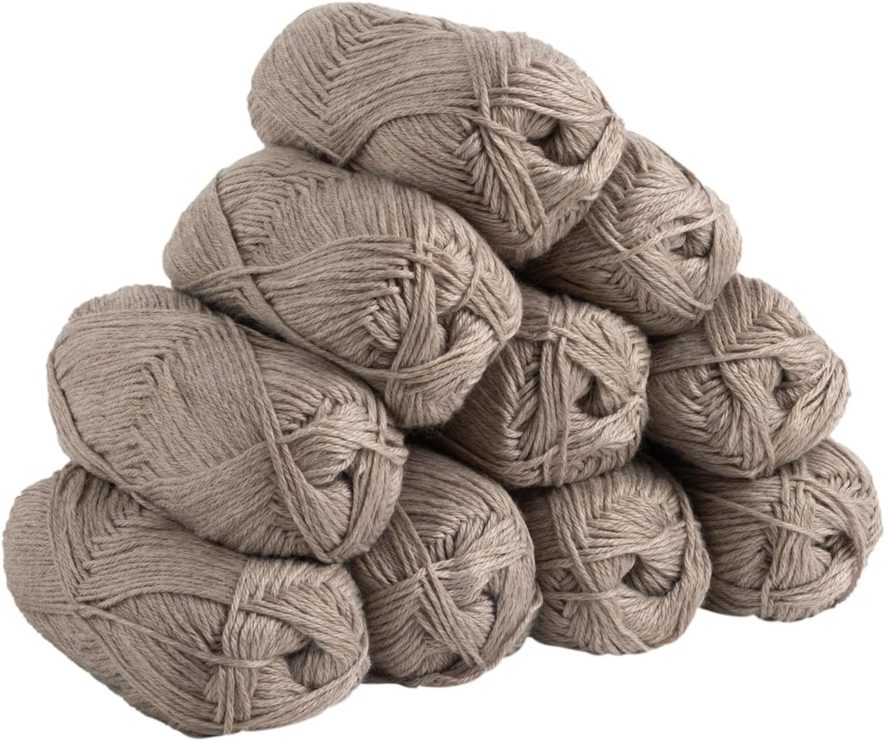 image:imageKnit Picks Mighty Stitch Gray Wool Blend Yarn Pack for Crocheting 10 skeins 1000g of merino wool and acrylic blend worsted weight knitting yarn in Ash Heather colorChocolate Heather