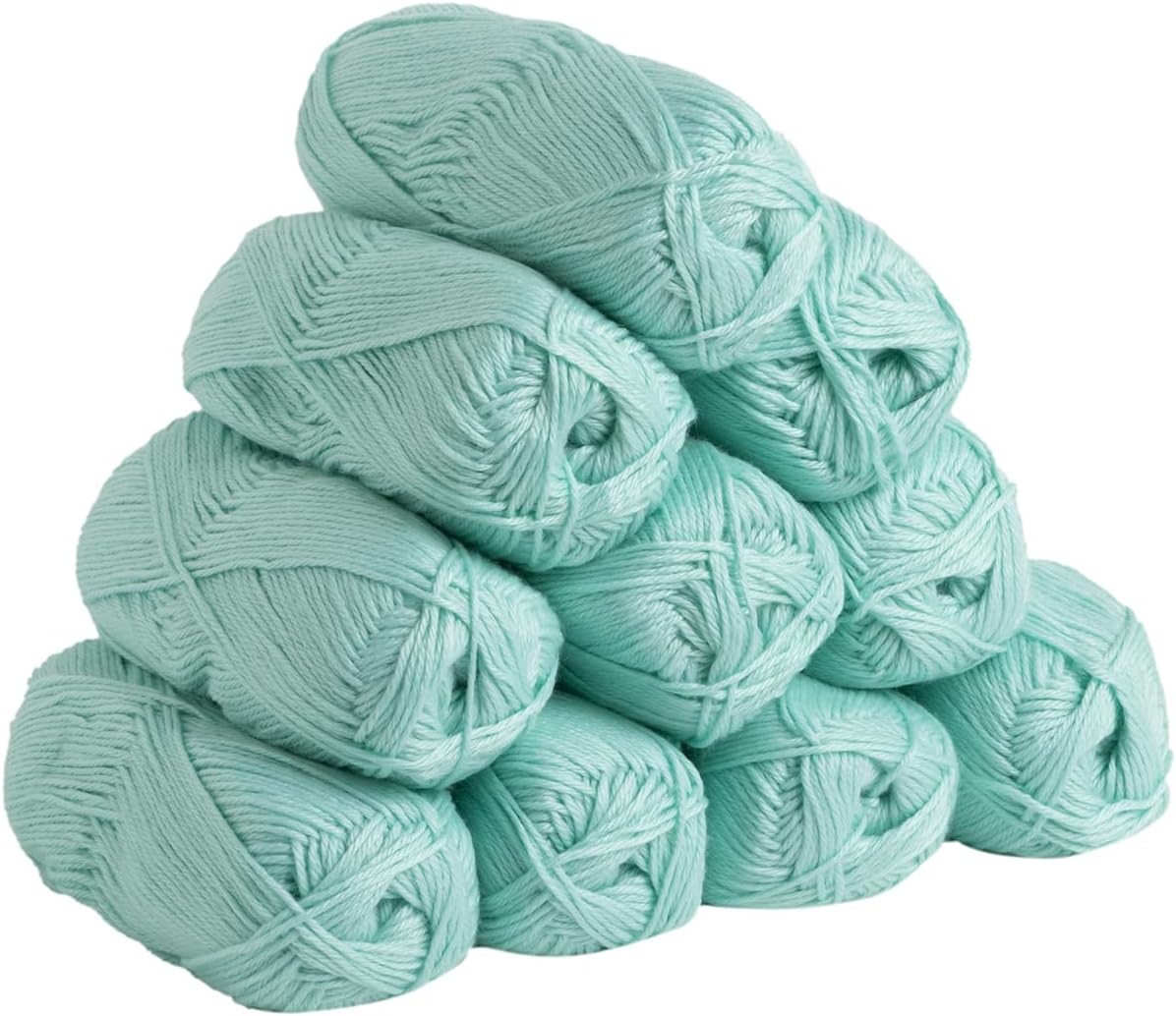 image:imageKnit Picks Mighty Stitch Gray Wool Blend Yarn Pack for Crocheting 10 skeins 1000g of merino wool and acrylic blend worsted weight knitting yarn in Ash Heather colorMint