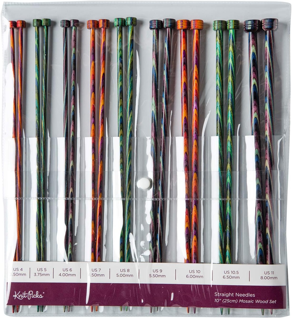image:imageKnit Picks Straight Single Point Wood Knitting Needle Set US 411 Radiant 10Mosaic