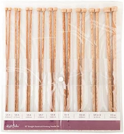 image:imageKnit Picks Straight Single Point Wood Knitting Needle Set US 411 Radiant 10Sun struck