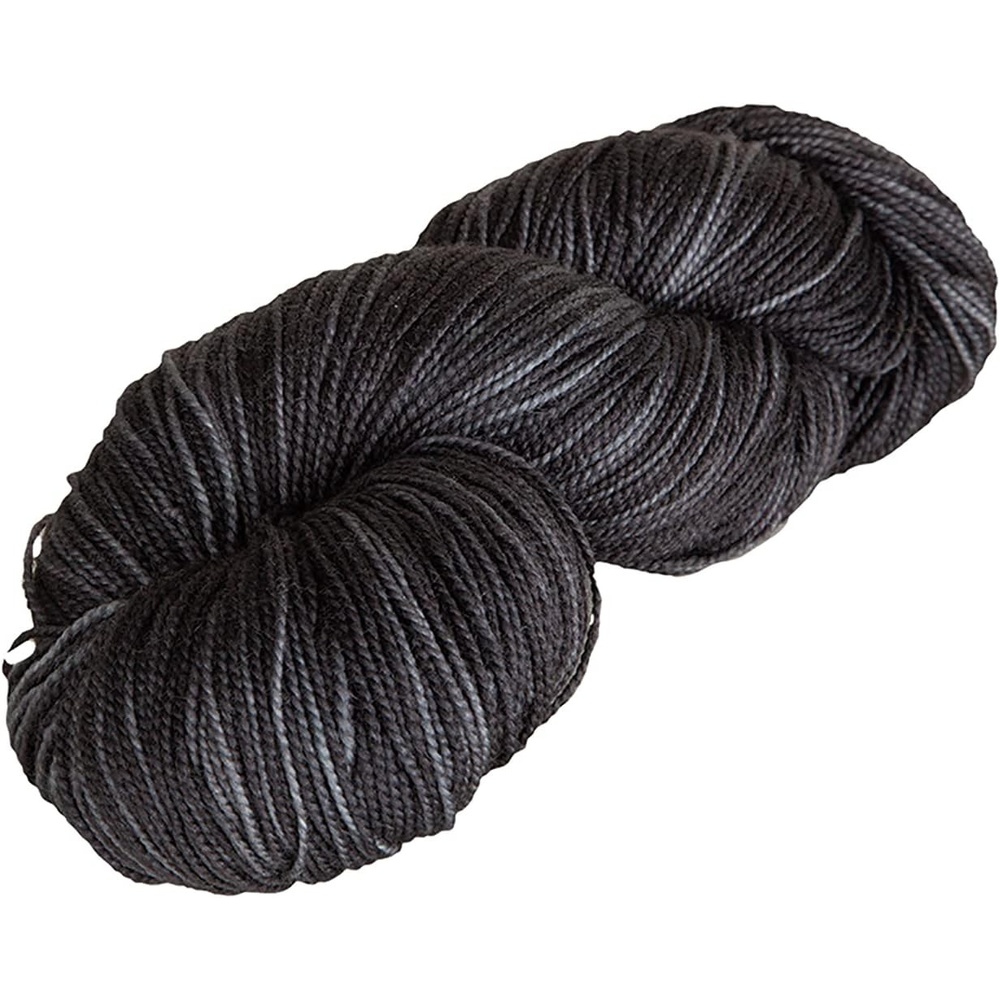 image:imageKnit Picks Hawthorne Black Merino Wool Sock Yarn for Knitting  100g hank of hand dyed yarn for socks in Blackbird color machine washableBlackbird