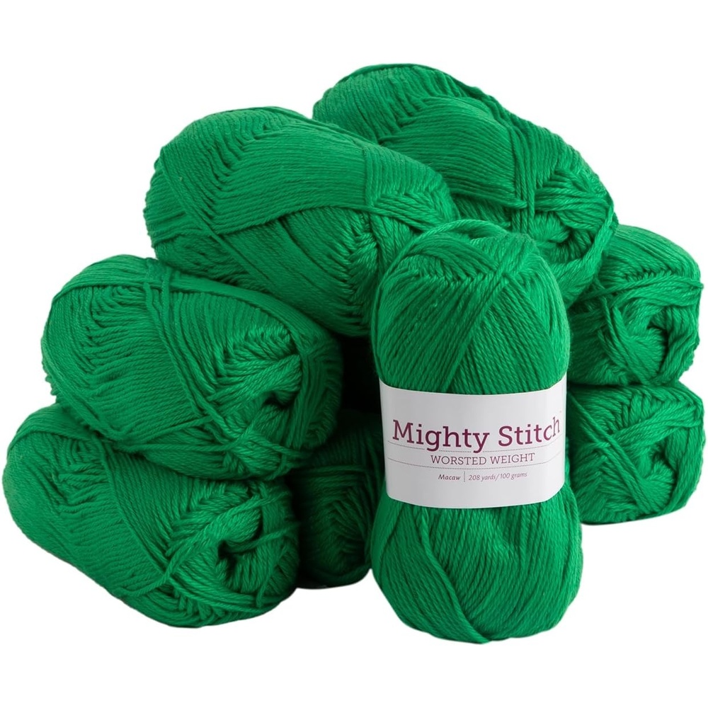 image:imageKnit Picks Mighty Stitch Gray Wool Blend Yarn Pack for Crocheting 10 skeins 1000g of merino wool and acrylic blend worsted weight knitting yarn in Ash Heather colorMacaw