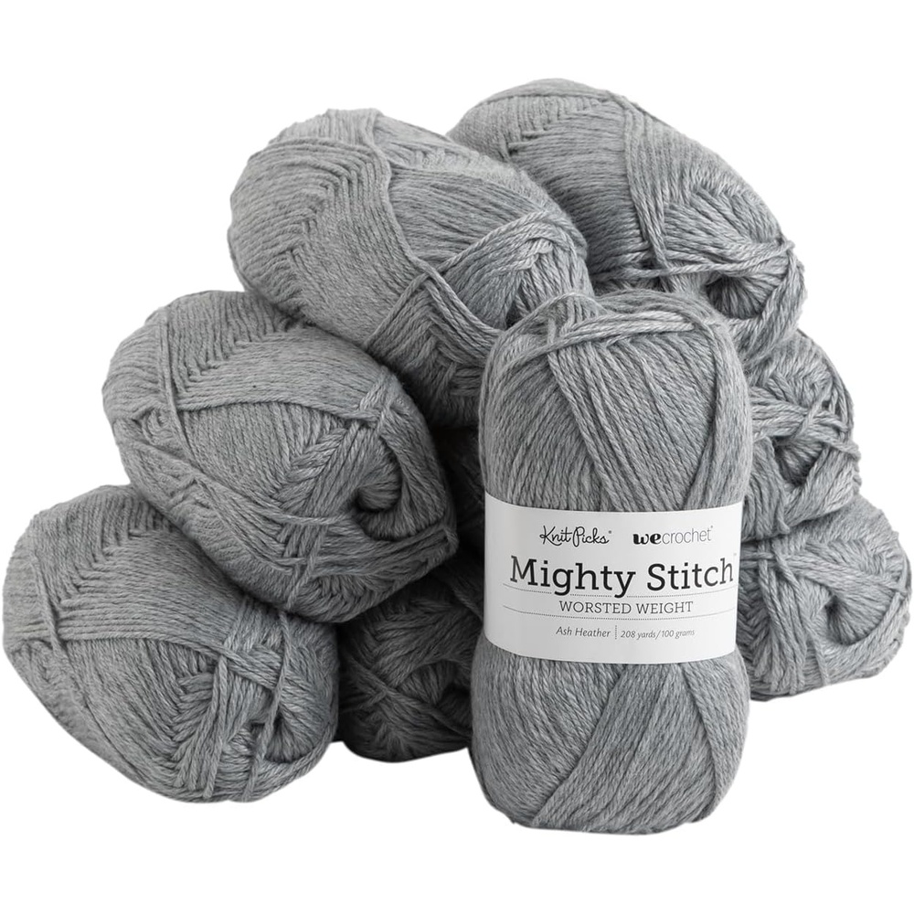 image:imageKnit Picks Mighty Stitch Teal Wool Blend Yarn Pack for Crocheting 10 skeins 1000g of merino wool and acrylic blend worsted weight knitting yarn in Spruce Heather colorAsh Heather