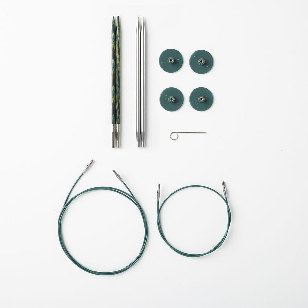 image:imageKnit Picks Wood and Metal Interchangeable Knitting Needles Set US 6 and 7 1 pair of stainless steel knitting needles in size 7 and 1 pair of wood knitting needles in size 6 475 long with cablesCaspian Reflections