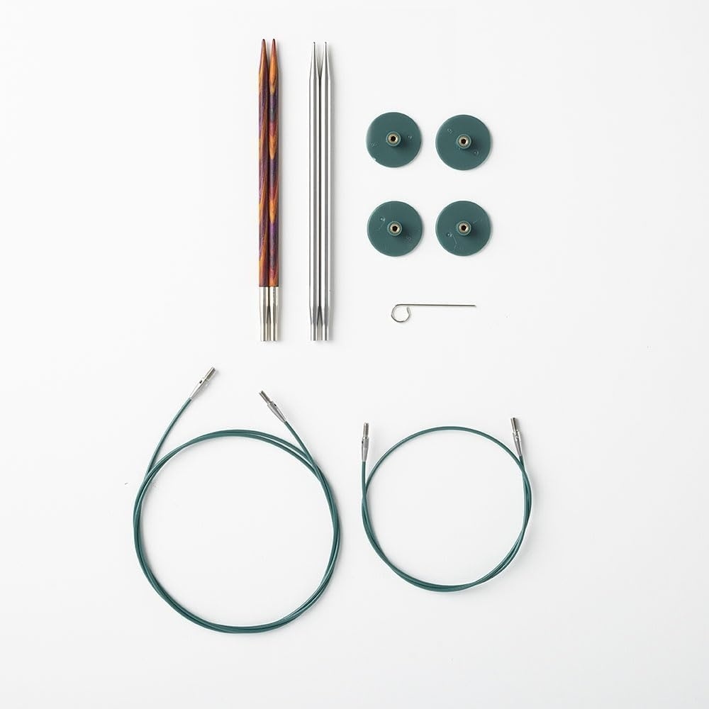 image:imageKnit Picks Wood and Metal Interchangeable Knitting Needles Set US 6 and 7 1 pair of stainless steel knitting needles in size 7 and 1 pair of wood knitting needles in size 6 475 long with cablesRadiant Reflections