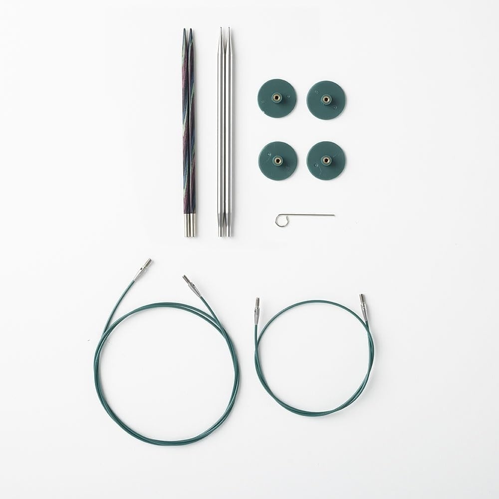 image:imageKnit Picks Wood and Metal Interchangeable Knitting Needles Set US 6 and 7 1 pair of stainless steel knitting needles in size 7 and 1 pair of wood knitting needles in size 6 475 long with cablesFoursquare Majestic Reflections