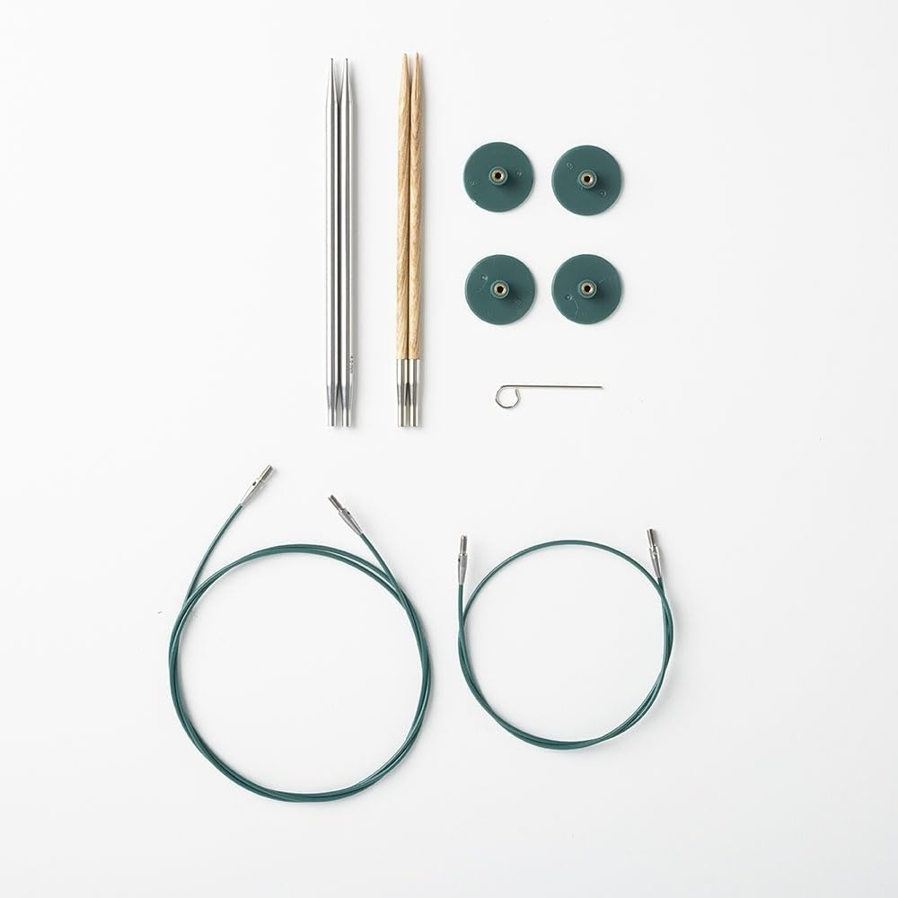 image:imageKnit Picks Wood and Metal Interchangeable Knitting Needles Set  US 6 and 7  1 pair of stainless steel knitting needles in size 7 and 1 pair of wood knitting needles in size 6 475 long with cablesSunstruck  Reflections