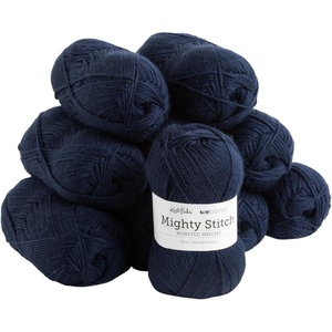 Knit Picks Mighty Stitch Teal Wool Blend Yarn Pack for Crocheting | 10 skeins (1000g) of merino wool and acrylic blend worsted weight knitting yarn in Spruce Heather color(Navy)