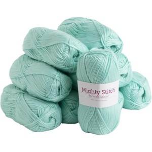 Knit Picks Mighty Stitch Teal Wool Blend Yarn Pack for Crocheting | 10 skeins (1000g) of merino wool and acrylic blend worsted weight knitting yarn in Spruce Heather color(Mint)